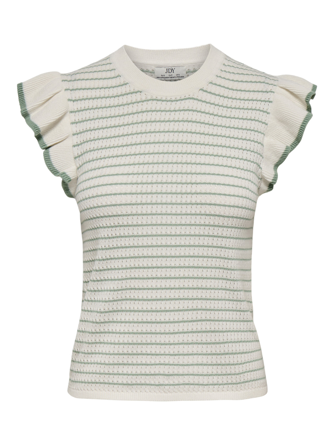 JDYCARICE S/L FRILL PULLOVER KNT NO, Cloud Dancer/W. GRANITE GREEN STRUC 177922006 Bild 1
