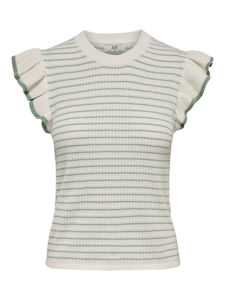 JDYCARICE S/L FRILL PULLOVER KNT NO, Cloud Dancer/W. GRANITE GREEN STRUC 177922006 Bild 1