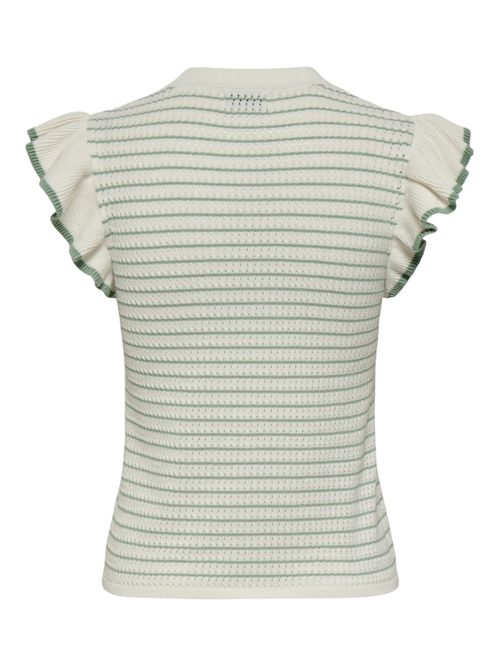 JDYCARICE S/L FRILL PULLOVER KNT NO, Cloud Dancer/W. GRANITE GREEN STRUC 177922006 Bild 2