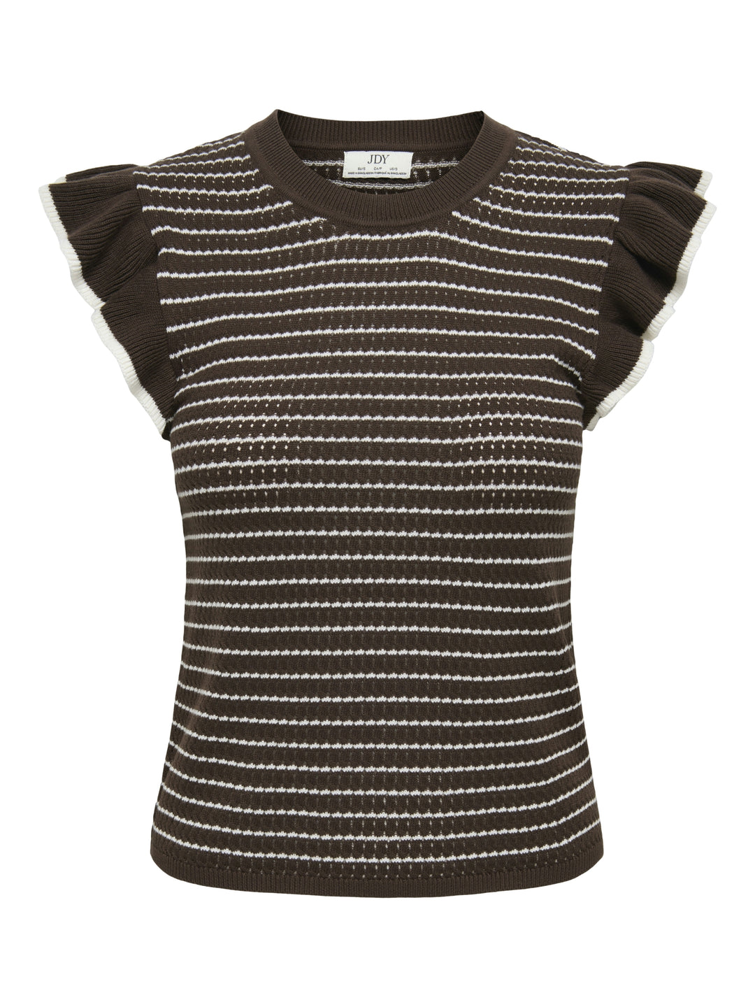 JDYCARICE S/L FRILL PULLOVER KNT NO, Chocolate Brown/W. CLOUD DANCER STR 237395002 Bild 1
