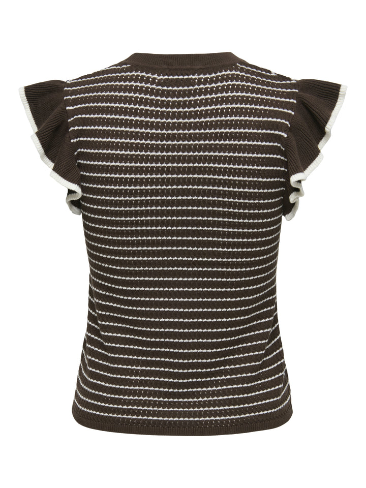 JDYCARICE S/L FRILL PULLOVER KNT NO, Chocolate Brown/W. CLOUD DANCER STR 237395002 Bild 2