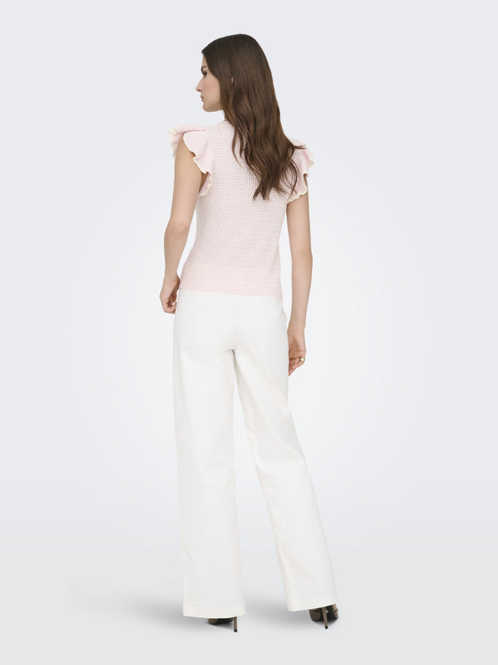 JDYCARICE S/L FRILL PULLOVER KNT NO, Chalk Pink/W. CLOUD DANCER STRUCTUR 271475002 Bild 3