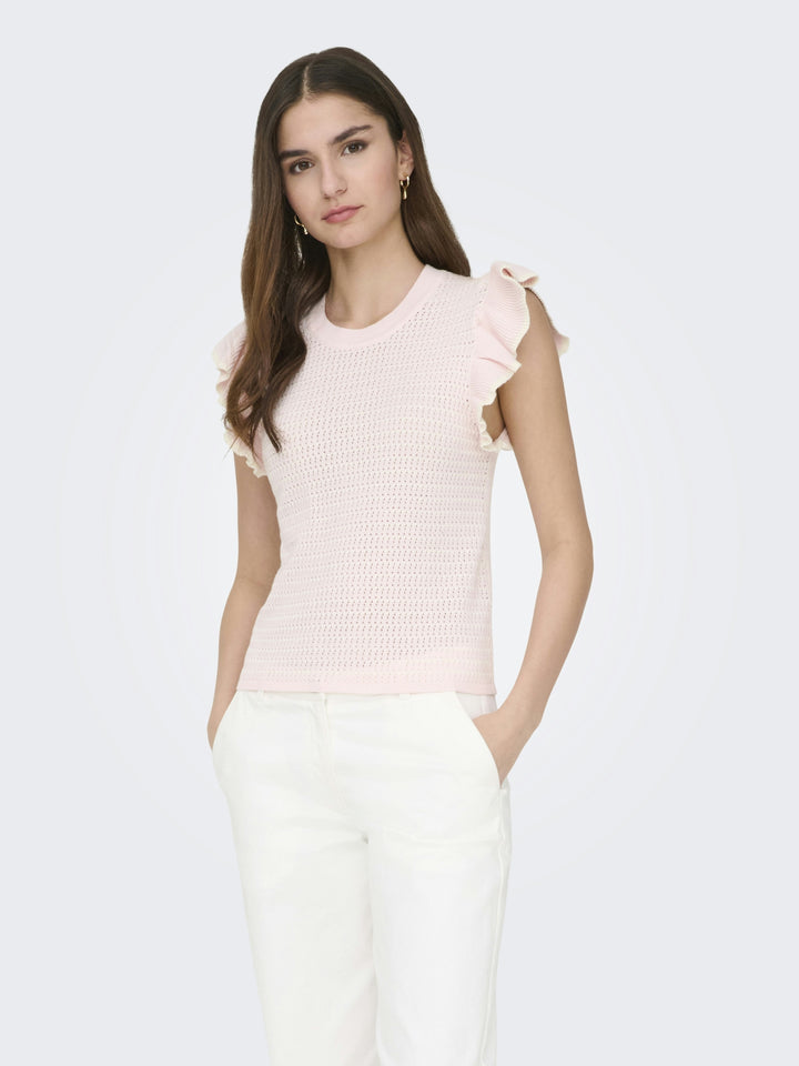 JDYCARICE S/L FRILL PULLOVER KNT NO, Chalk Pink/W. CLOUD DANCER STRUCTUR 271475002 Bild 3
