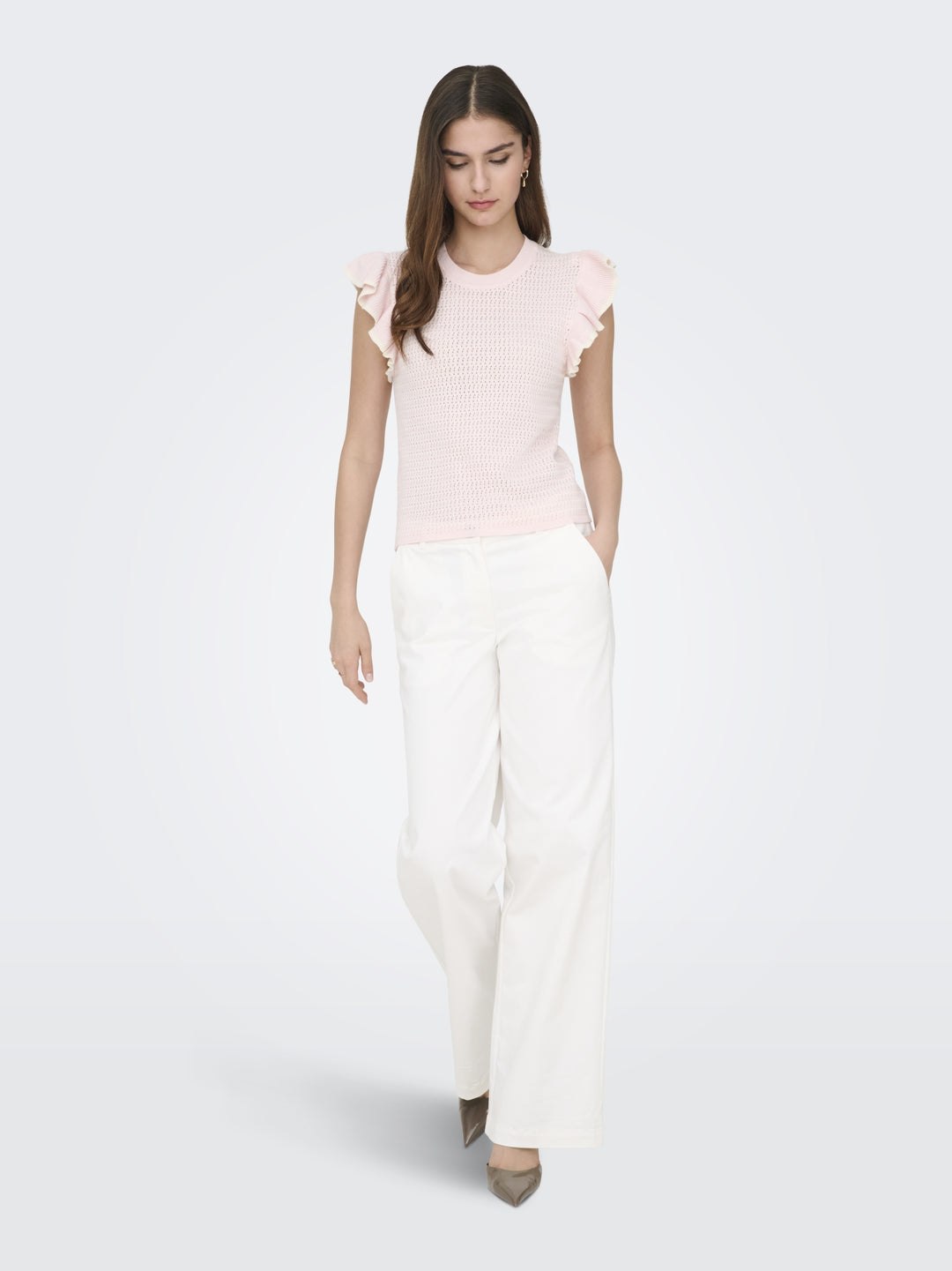 JDYCARICE S/L FRILL PULLOVER KNT NO, Chalk Pink/W. CLOUD DANCER STRUCTUR 271475002 Bild 4