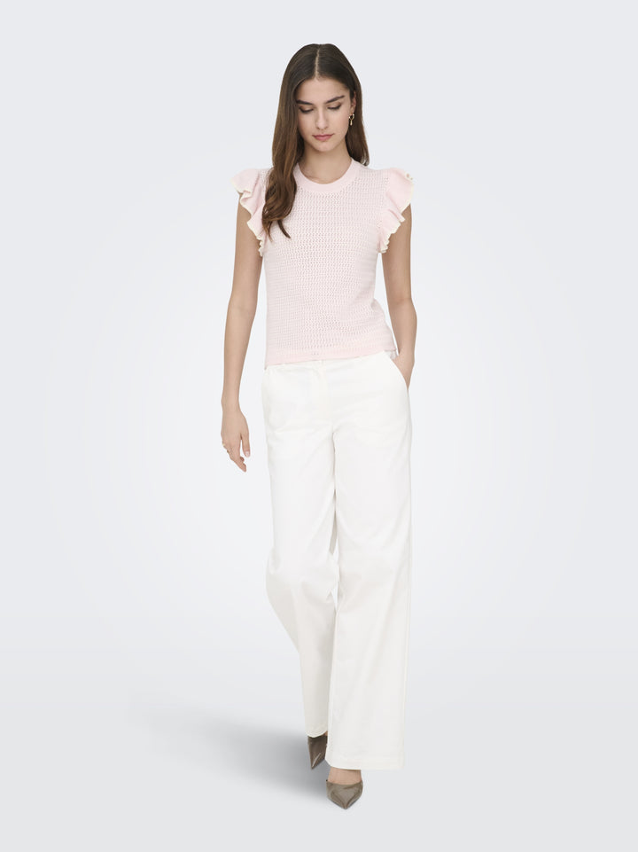 JDYCARICE S/L FRILL PULLOVER KNT NO, Chalk Pink/W. CLOUD DANCER STRUCTUR 271475002 Bild 4