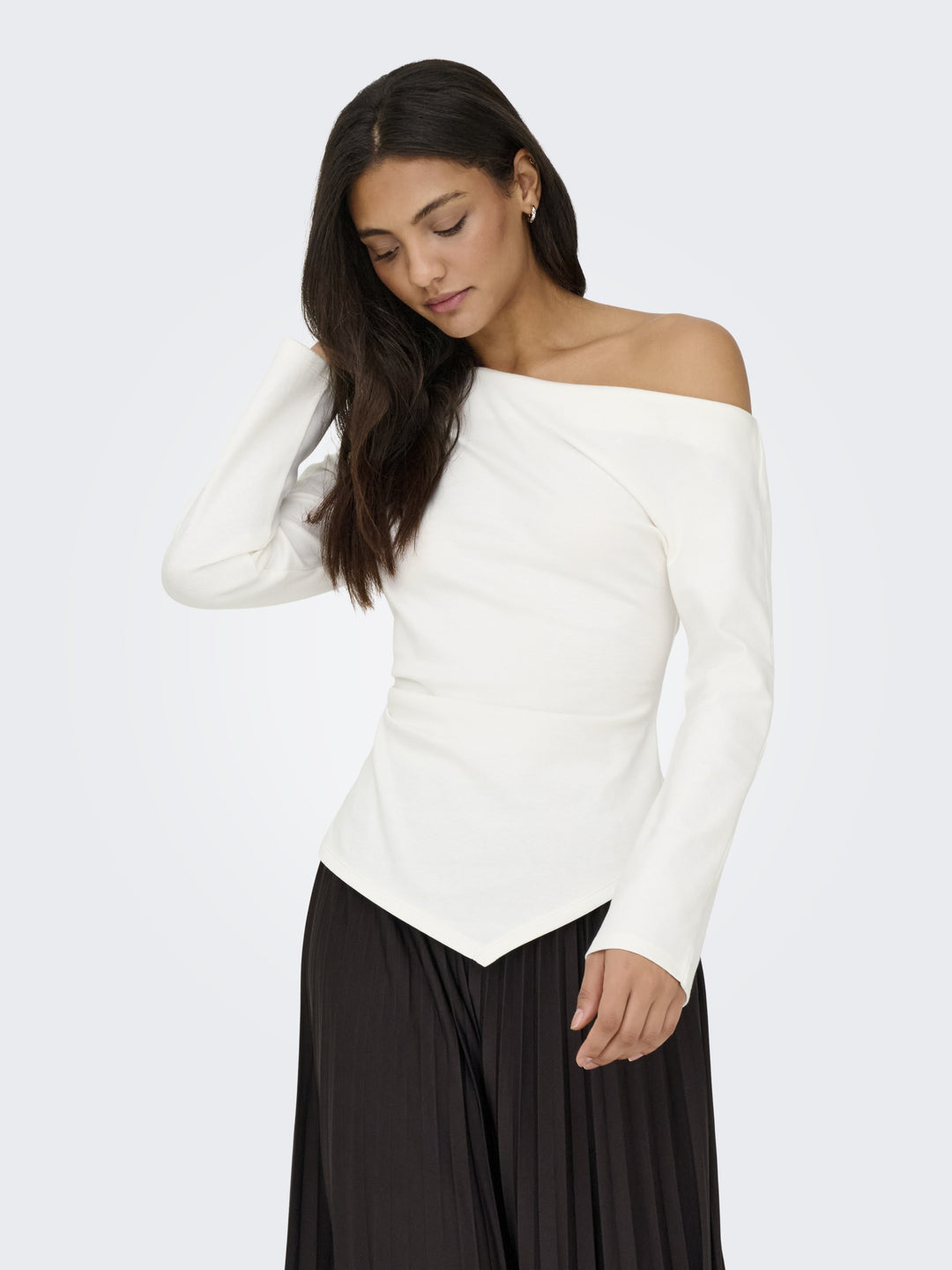 JDYCATIE L/S ASSYMETRIC TOP JRS, Cloud Dancer 177922 Bild 6