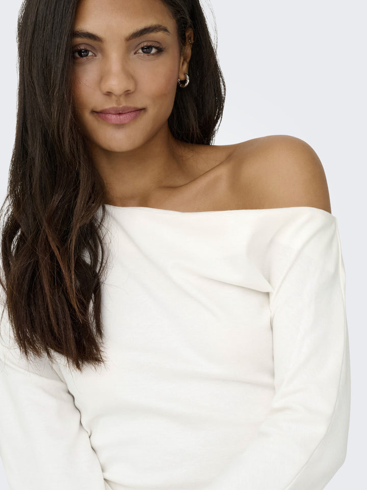 JDYCATIE L/S ASSYMETRIC TOP JRS, Cloud Dancer 177922 Bild 7