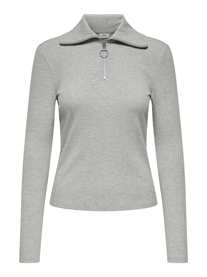 JDYEFFI L/S HALF ZIP TOP JRS, Light Grey Melange 179073 Bild 1