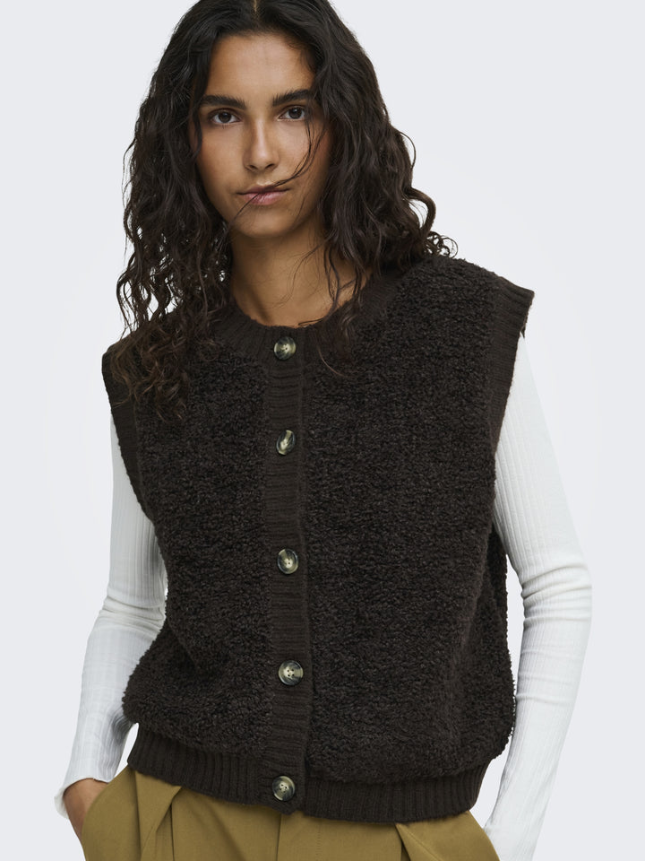 JDYEIRA LIFE S/L ON BUTTON VEST KNT, Chocolate Torte 244915 Bild 5