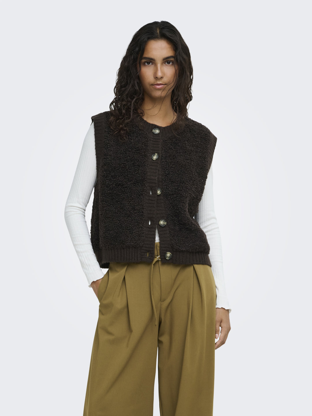 JDYEIRA LIFE S/L ON BUTTON VEST KNT, Chocolate Torte 244915 Bild 6