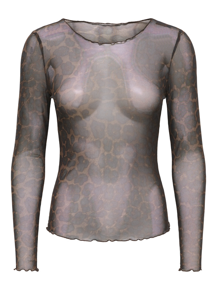 JDYELSA NEW L/S O NECK TOP JRS NOOS, Coffee Bean/LEO 237375001 Bild 1