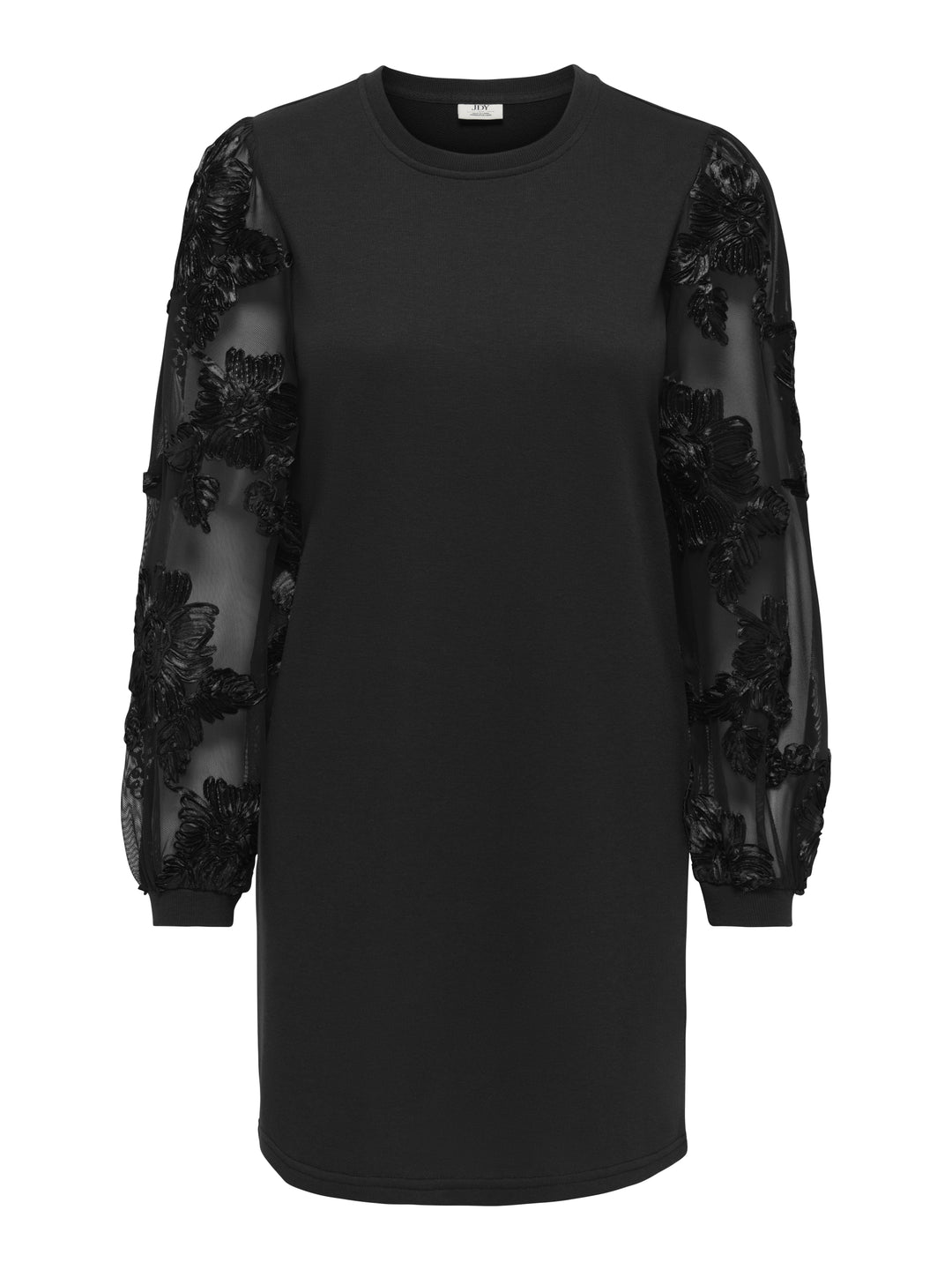 JDYFAIRVIEW LIFE L/S SWEAT DRESS JR, Black/CASA LACE SLEEVE 177911003 Bild 1
