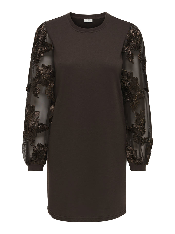 JDYFAIRVIEW LIFE L/S SWEAT DRESS JR, Coffee Bean/CASA LACE SLEEVE 237375003 Bild 1