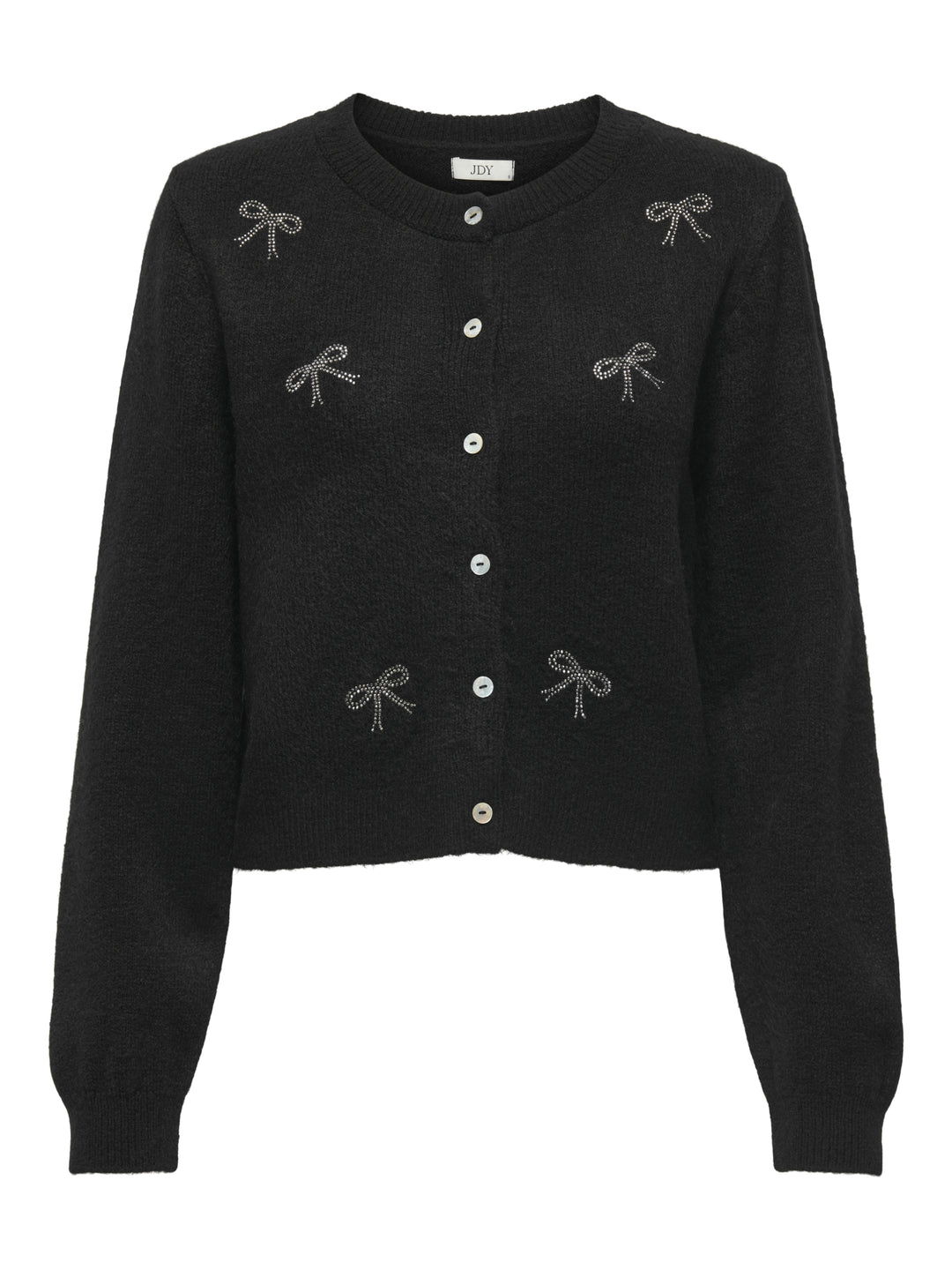 JDYFAYE L/S O-NECK BOW CARDIGAN KNT, Black/W. SILVER RHINESTONE BOWS 177911001 Bild 1