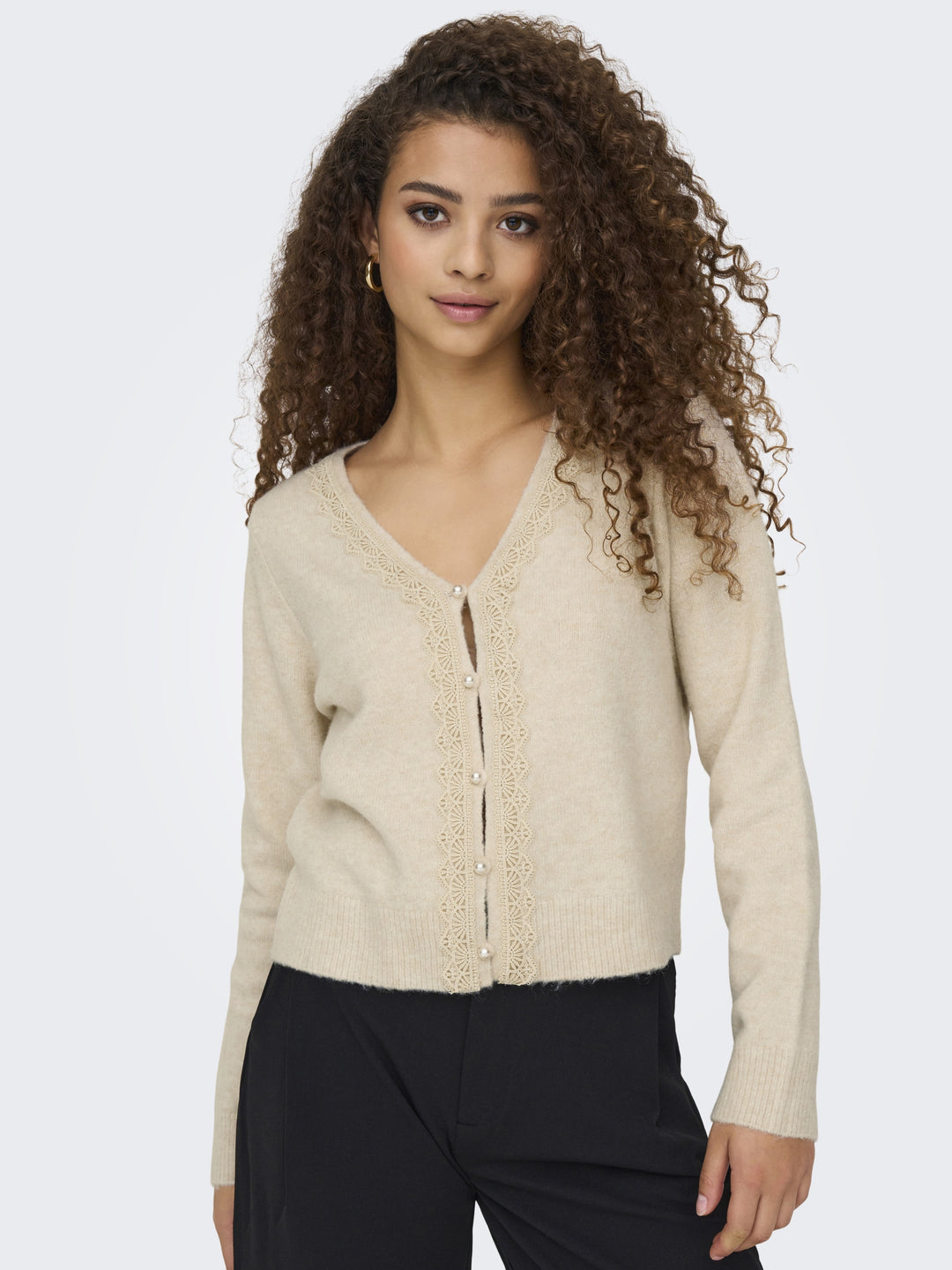 JDYFRANCIE LIFE L/S V-NECK CARDI KN, Birch/W. PEARL BUTTON 180083001 Bild 3