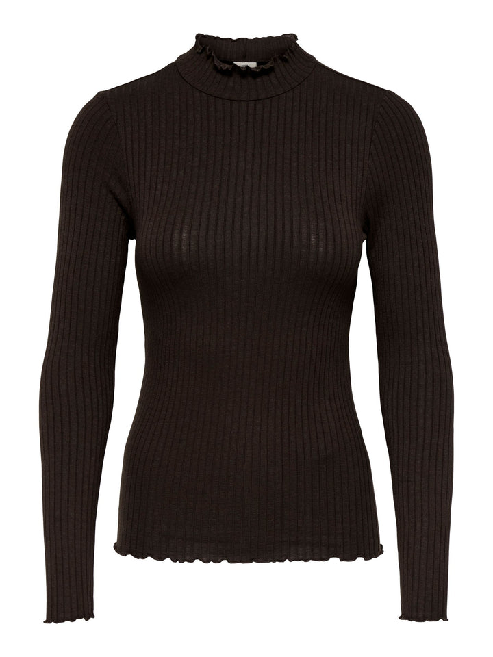 JDYFRANSISKA L/S HI-NCK TOP JR NOOS, Black Coffee 177943 Bild 1
