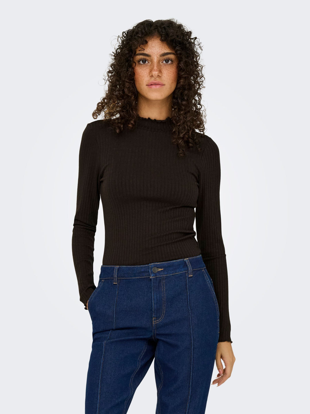 JDYFRANSISKA L/S HI-NCK TOP JR NOOS, Black Coffee 177943 Bild 3