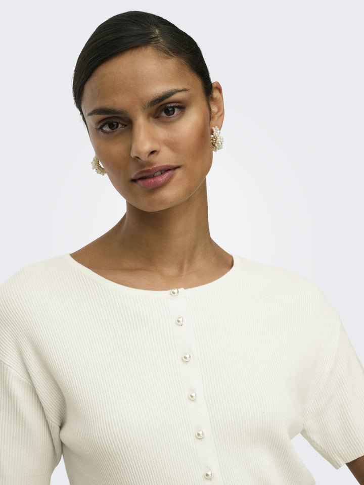JDYGABY 2/4 O-NECK PEARL CARDIGAN K, Cloud Dancer 177922 Bild 3