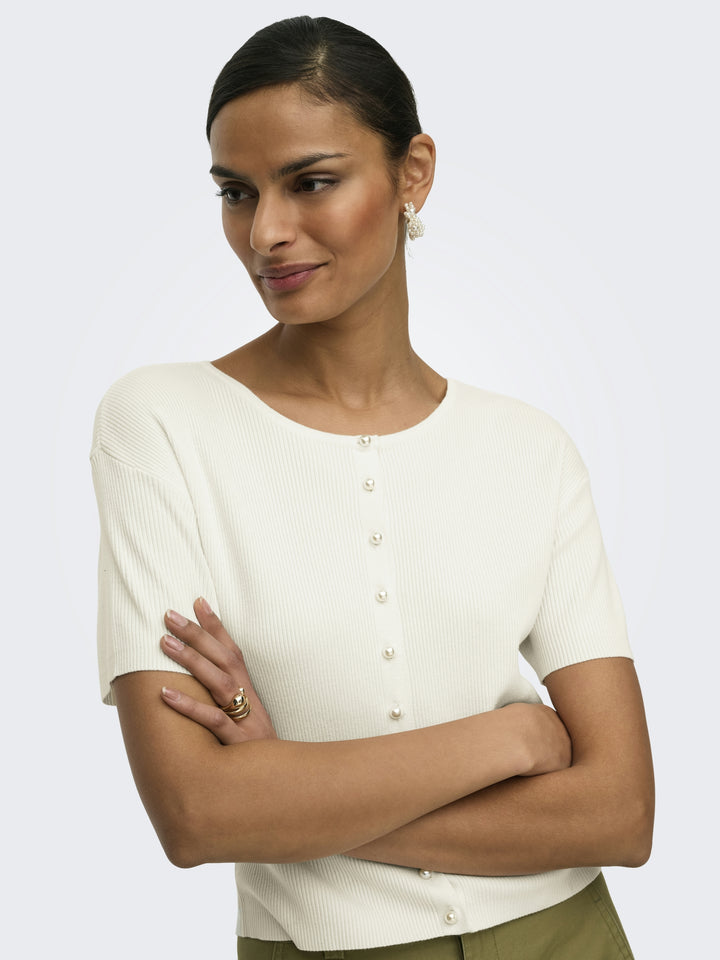 JDYGABY 2/4 O-NECK PEARL CARDIGAN K, Cloud Dancer 177922 Bild 7
