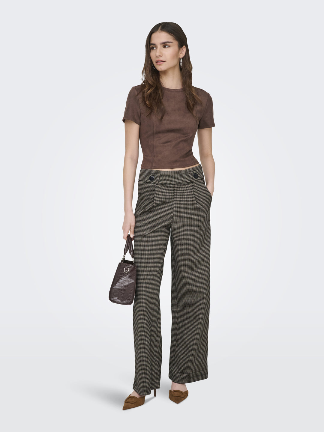 JDYGEGGO MIA LONG CHECK PANT JRS NO, Cobblestone/MINI CHECK 202135001 Bild 5