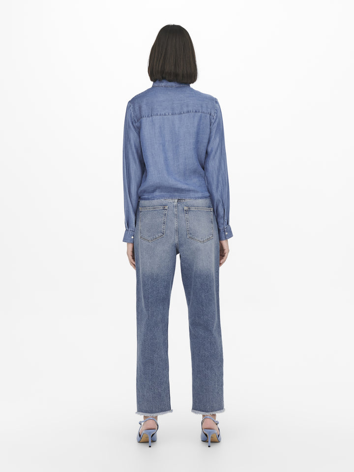JDYJASPER L/S KNOT SHIRT WVN, Medium Blue Denim 179695 Bild 4