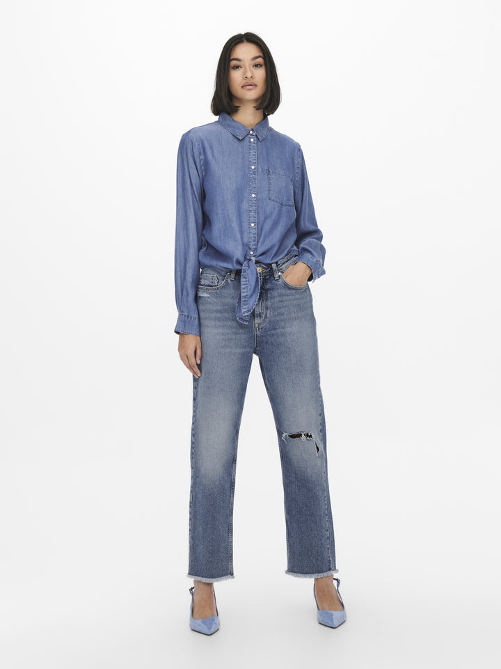 JDYJASPER L/S KNOT SHIRT WVN, Medium Blue Denim 179695 Bild 5