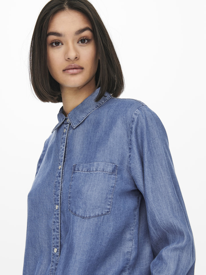 JDYJASPER L/S KNOT SHIRT WVN, Medium Blue Denim 179695 Bild 7