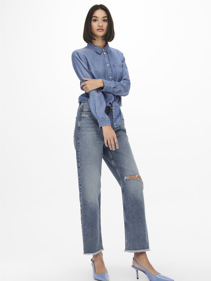 JDYJASPER L/S KNOT SHIRT WVN, Medium Blue Denim 179695 Bild 8