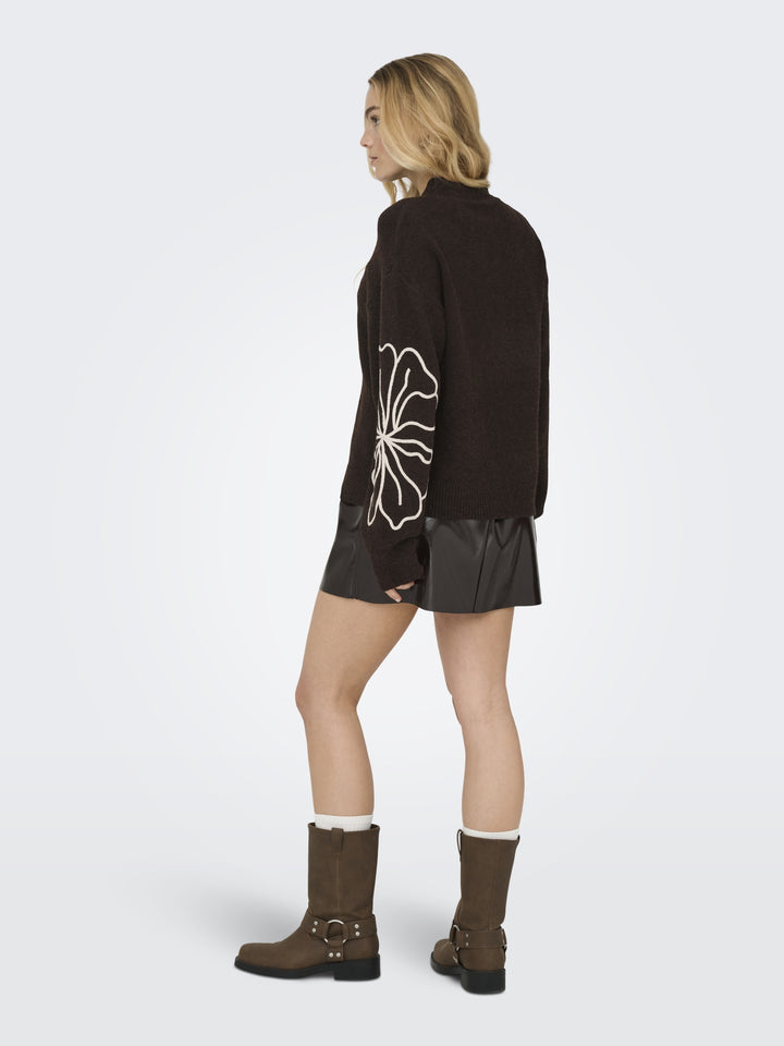 JDYJELLA L/S FLOWER PULLOVER KNT NO, Chocolate Torte/W. PUMICE STONE EMB 244915004 Bild 3