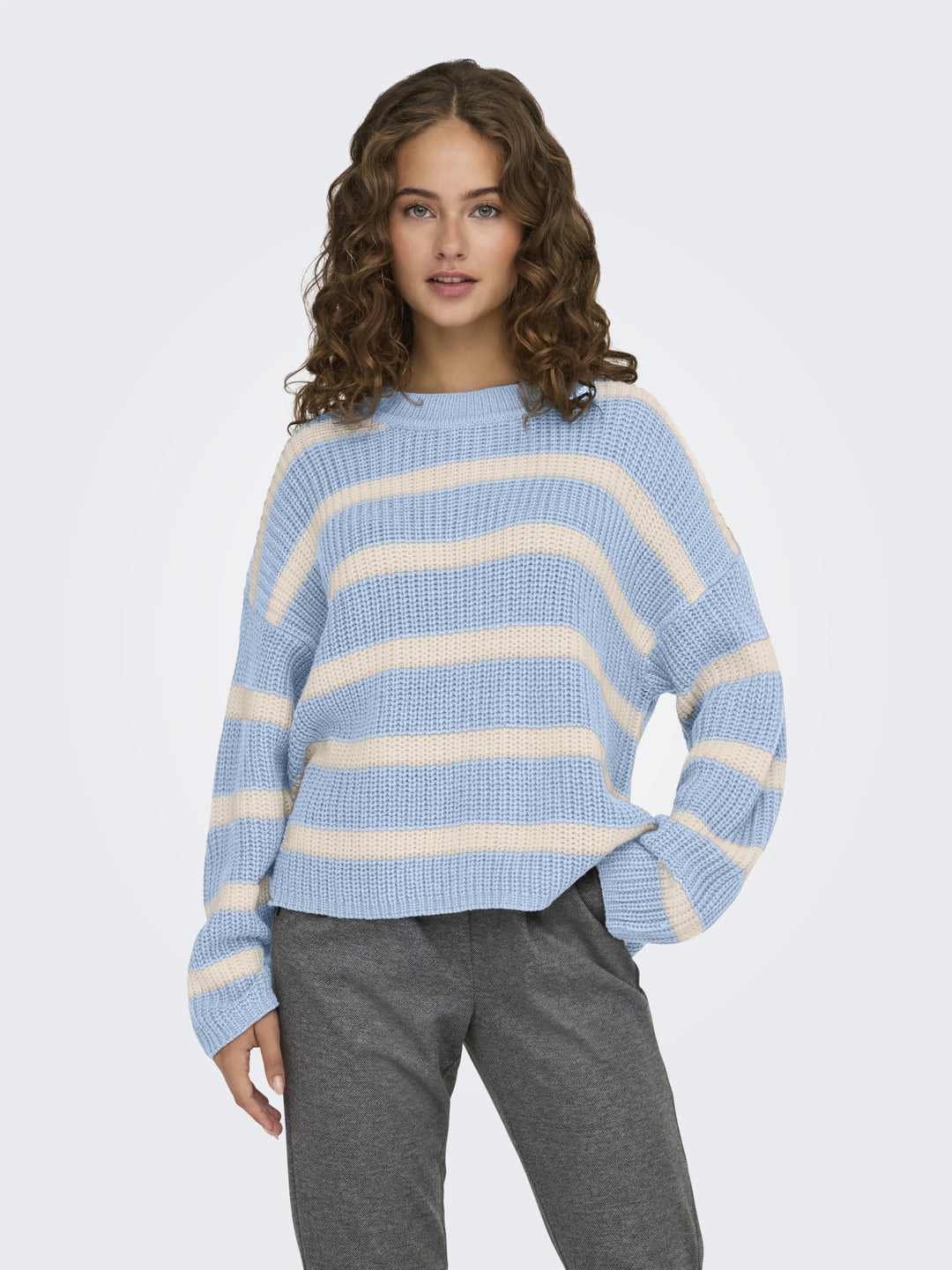 JDYJUSTY L/S STRIPE PULLOVER KNT NO, Cashmere Blue/EGGNOG 193179002 Bild 3