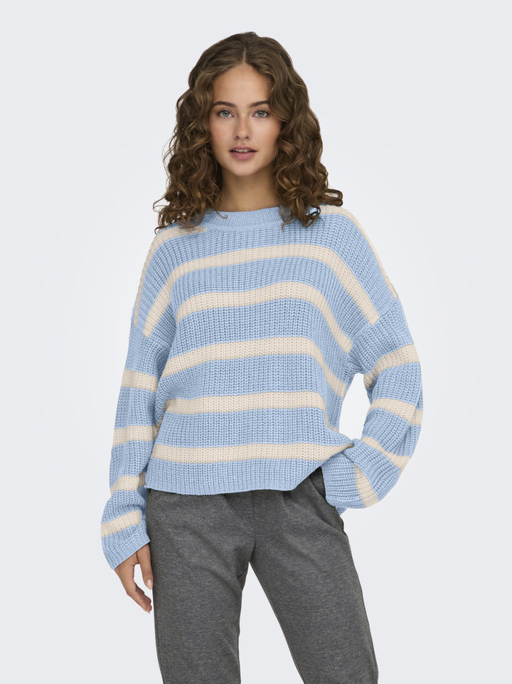 JDYJUSTY L/S STRIPE PULLOVER KNT NO, Cashmere Blue/EGGNOG 193179002 Bild 3