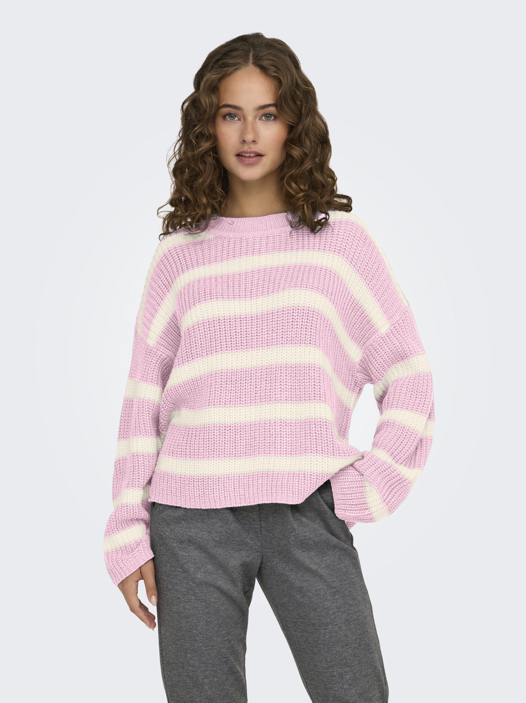 JDYJUSTY L/S STRIPE PULLOVER KNT NO, Fragrant Lilac/EGGNOG 240595002 Bild 3