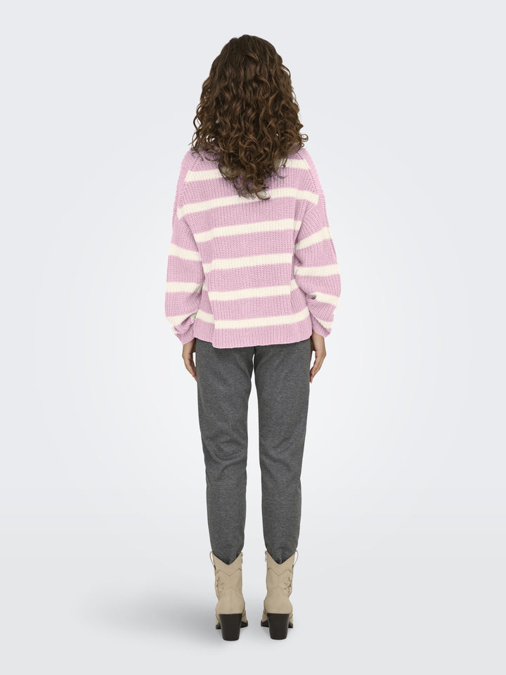 JDYJUSTY L/S STRIPE PULLOVER KNT NO, Fragrant Lilac/EGGNOG 240595002 Bild 4