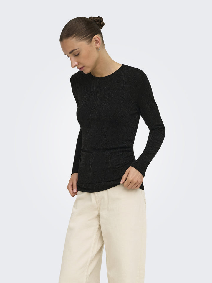 JDYKIWI L/S O NECK TOP JRS DIA, Black/GLITTER 177911001 Bild 4