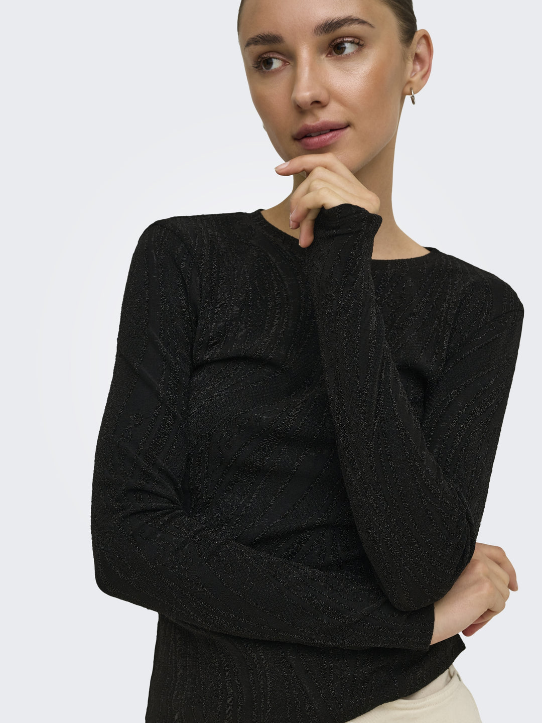 JDYKIWI L/S O NECK TOP JRS DIA, Black/GLITTER 177911001 Bild 7
