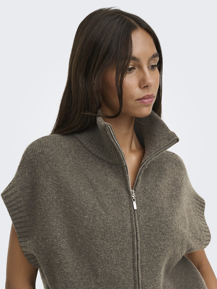 JDYLEA S/L HN 2WAY ZIP VEST KNT NOO, Falcon/MELANGE 190678001 Bild 3