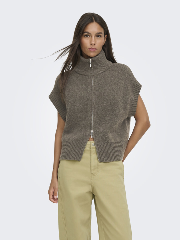 JDYLEA S/L HN 2WAY ZIP VEST KNT NOO, Falcon/MELANGE 190678001 Bild 4