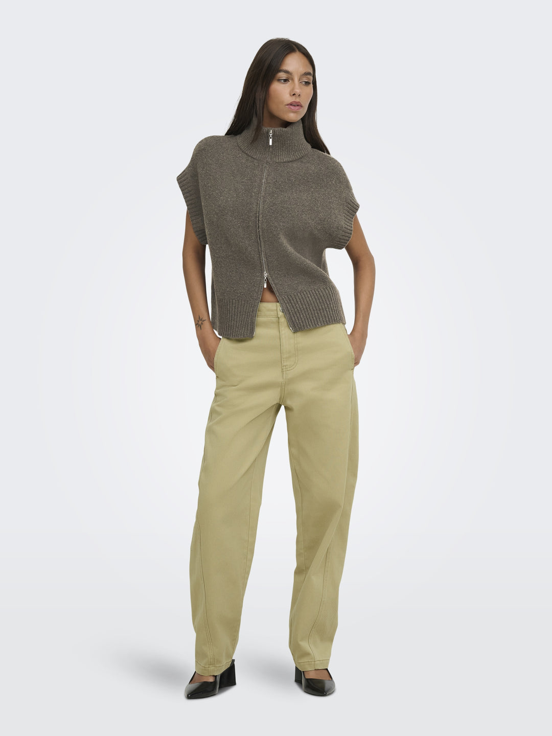JDYLEA S/L HN 2WAY ZIP VEST KNT NOO, Falcon/MELANGE 190678001 Bild 6