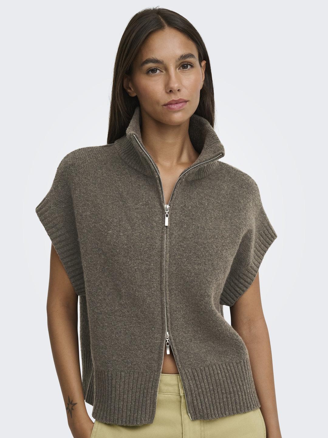 JDYLEA S/L HN 2WAY ZIP VEST KNT NOO, Falcon/MELANGE 190678001 Bild 7