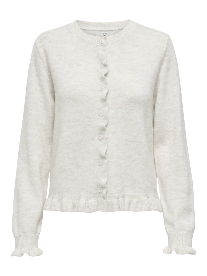 JDYLETTY L/S ON FRILL CARDIGAN KNT, Cloud Dancer/MELANGE 177922001 Bild 1