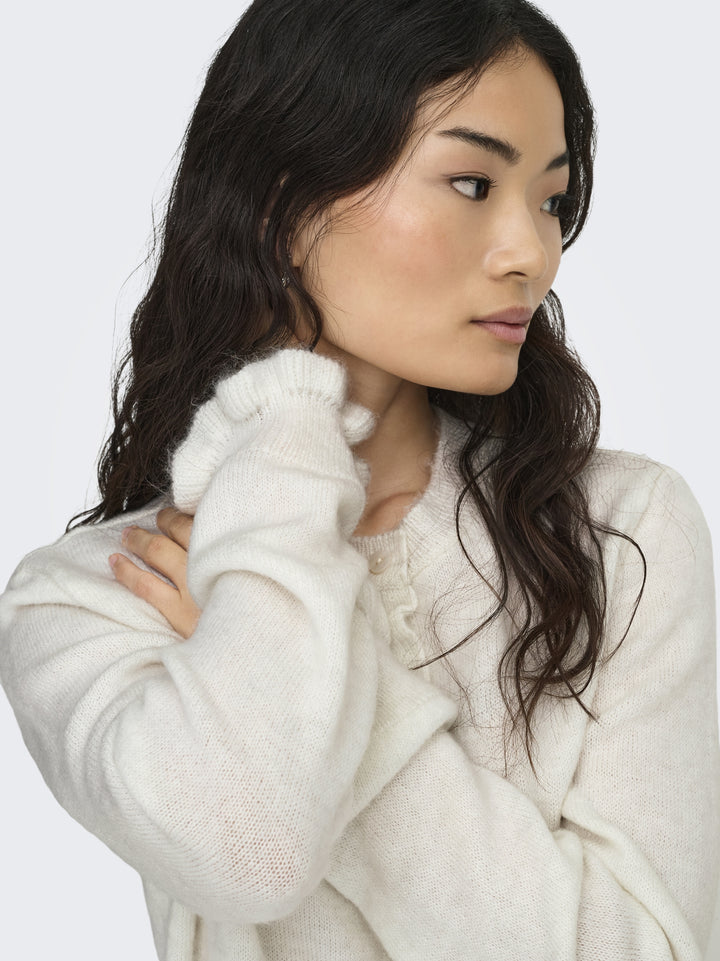 JDYLETTY L/S ON FRILL CARDIGAN KNT, Cloud Dancer/MELANGE 177922001 Bild 6