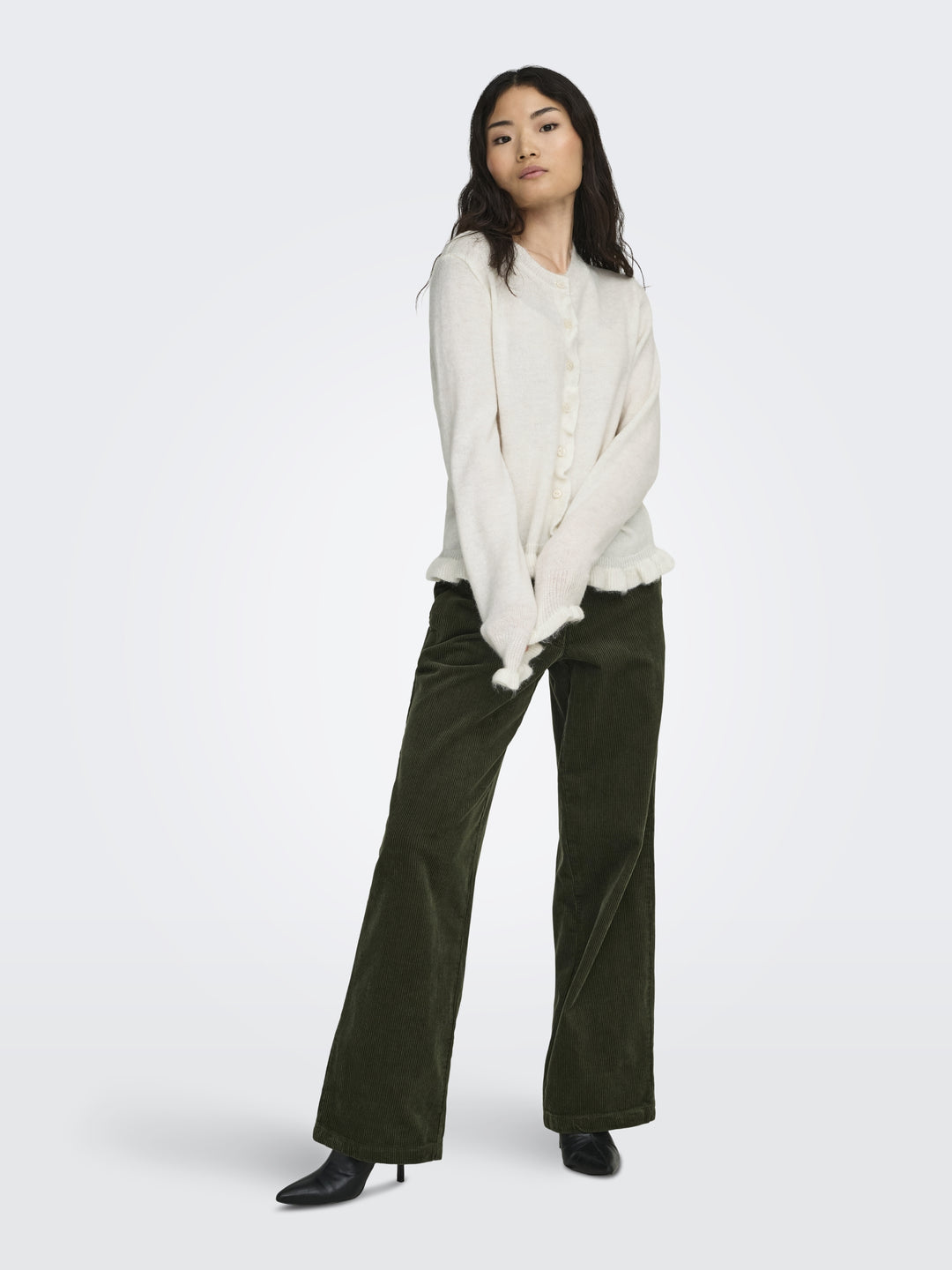 JDYLETTY L/S ON FRILL CARDIGAN KNT, Cloud Dancer/MELANGE 177922001 Bild 7