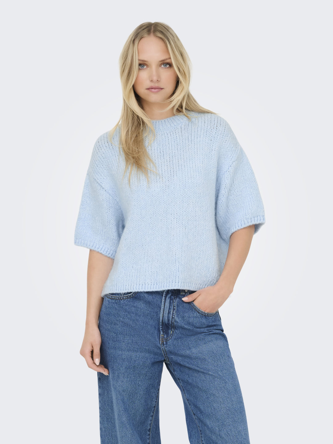 JDYLINEA S/S PULLOVER O-NECK KNT NO, Cashmere Blue 193179 Bild 3