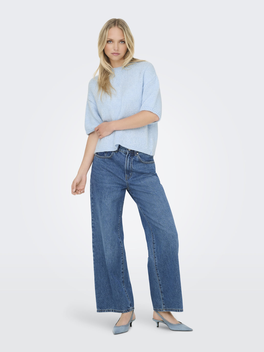 JDYLINEA S/S PULLOVER O-NECK KNT NO, Cashmere Blue 193179 Bild 5