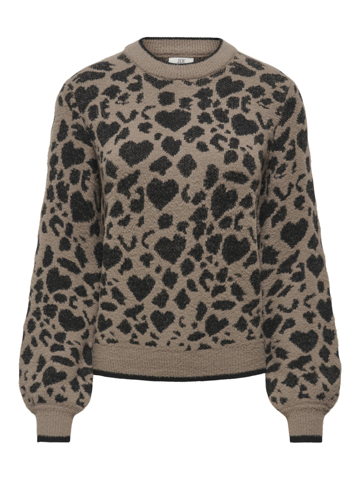 JDYLORRAINE ANIMAL L/S PULLOVER KNT, Walnut/BLACK LEOPARD HEARTS 239935020 Bild 1