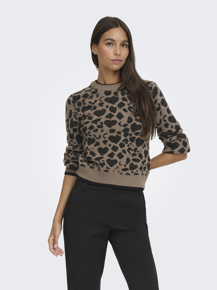 JDYLORRAINE ANIMAL L/S PULLOVER KNT, Walnut/BLACK LEOPARD HEARTS 239935020 Bild 4