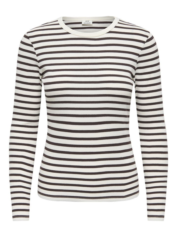 JDYLUCKY L/S O NECK NEW Y/D TOP JRS, Egret/COFFEE BEAN 193778002 Bild 1