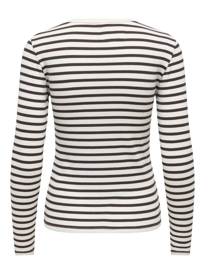 JDYLUCKY L/S O NECK NEW Y/D TOP JRS, Egret/COFFEE BEAN 193778002 Bild 2