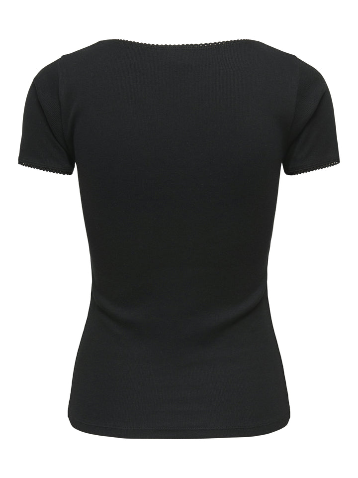 JDYLUCKY S/S O NECK DETAIL TOP JRS, Black 177911 Bild 2