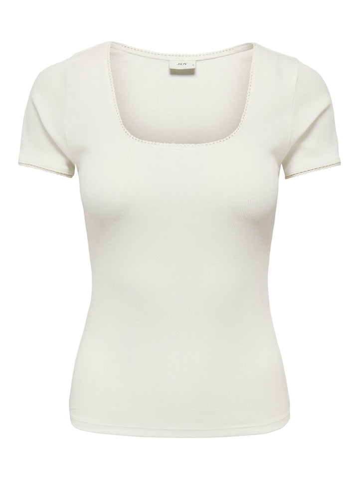 JDYLUCKY S/S O NECK DETAIL TOP JRS, Cloud Dancer 177922 Bild 1